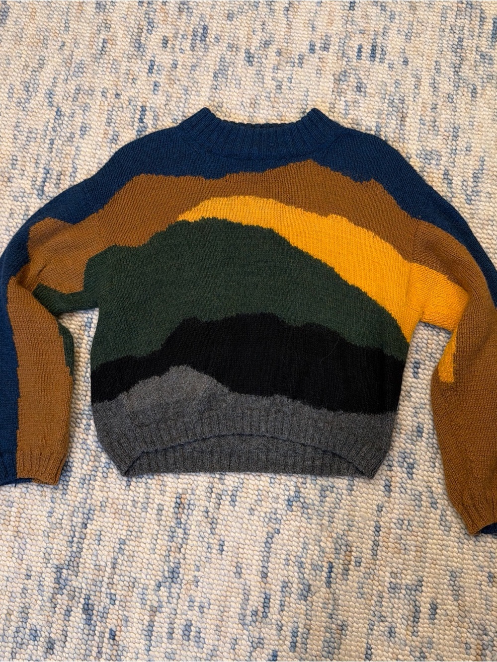 Women’s Multicolor Mountain-Stripe Crewneck Sweater